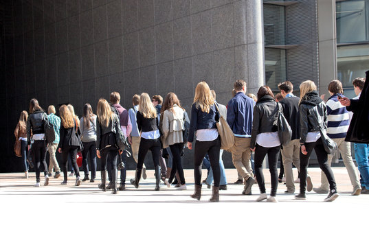 A group of young people. Panorama.