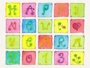Happy New Year 2013 Neujahr Grußkarte