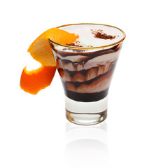 Coffee cocktail glass on white background