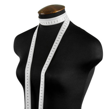 mannequin with measuring tape, isolated on white