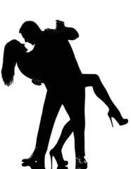 one couple lovers man and woman dancing tango