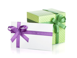 Gift box and letter with ribbon and bow