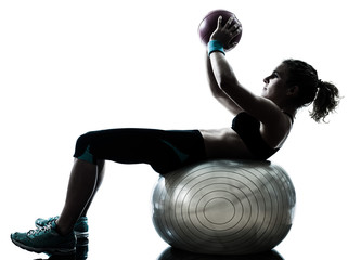 woman exercising fitness ball workout