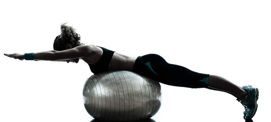 woman exercising fitness ball workout