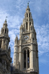 Fototapeta na wymiar Vienna City Hall main tower. Vienna, Austria