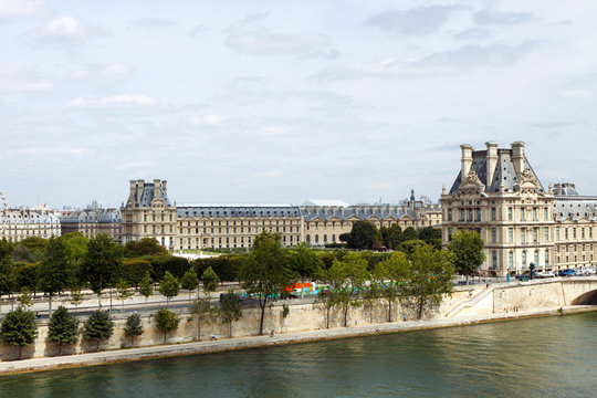 The Louvre, across the Seine River, Paris, France