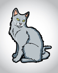 Beautiful Russian blue, chartreux, korat cat vector, cartoon