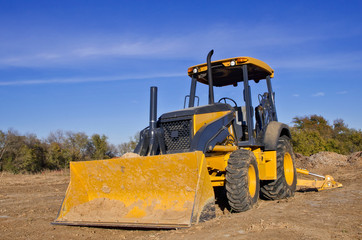 Yellow construction bulldozer