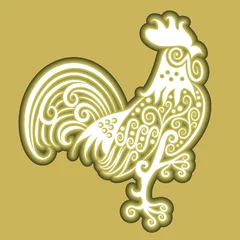 Deurstickers Rooster icon ornament © ComicVector