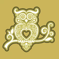 Abwaschbare Fototapete Owl icon ornament © ComicVector