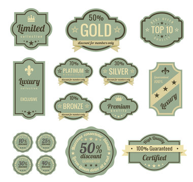 Vintage Labels set. Badge icons. Retro logo template.
