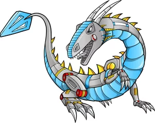 Door stickers Cartoon draw Robot Cyborg Dragon Vector Illustration art