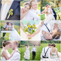 collage of nine wedding photos