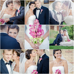 collage of nine wedding photos