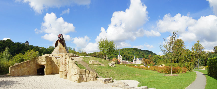 Gera, Hofwiesenpark, Spielplatz, Schloss Osterstein