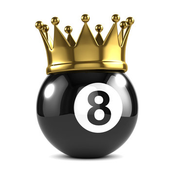 Eight ball with gold crown