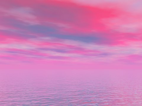 sky pink and blue and sea