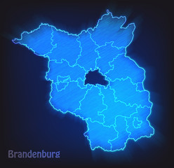 Fototapeta premium karte von Brandenburg als Scribble