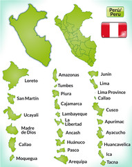 Übersichtskarte von Peru mit Grenzen und Flagge