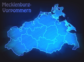 Karte von Mecklenburg-Vorpommern als Scribble