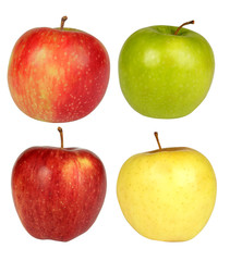 Four apples on a white backround