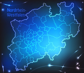 Karte von Nordrhein-Westfalen mit Leuchtpunkten