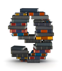 Fototapeta premium Number 9, stacked from books