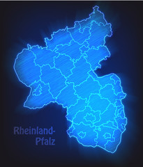 Karte von Rheinland-Pfalz als Scribble