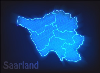 Karte von Saarland als Scribble