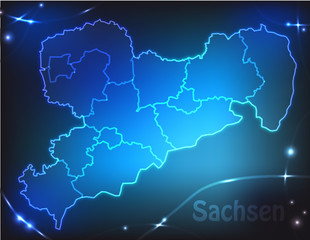 Karte von Sachsen mit Leuchtpunkten