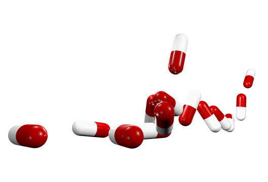 G&eacute;lules sur fond blanc