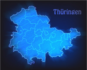 Karte von Thüringen als Scribble