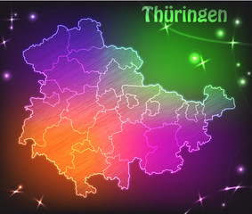Bunte Karte von Thüringen als Scribble