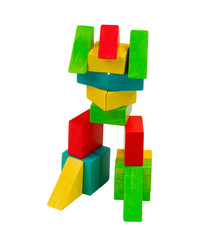 Wooden toys bricks can makes robot