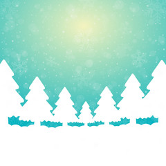 tree snowflake snow stars green white background