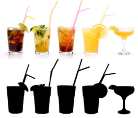 Various alcoholic cocktails and their rtansparency mask