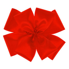 red satin gift bow isolated on white
