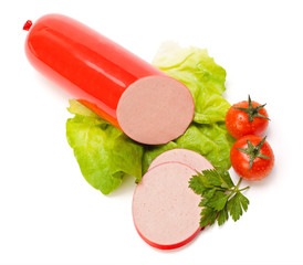 Simple bologna sausage and slices