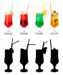 Various non-alcoholic cocktails and their rtansparency mask