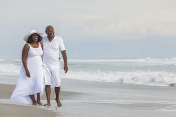Happy Senior African American Couple on Beach