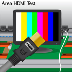 HDMI signal Test in Process Production Television of Vector
