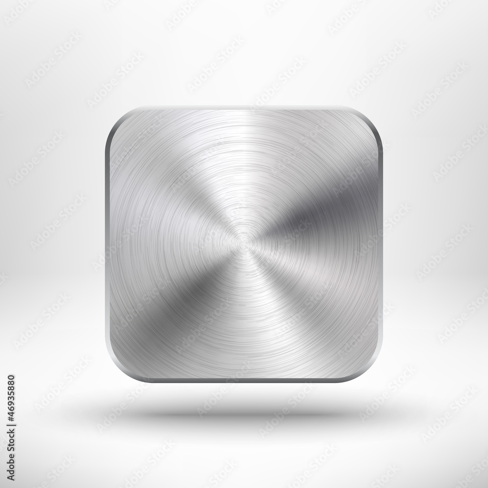 Poster abstract technology app icon with metal texture for interfaces