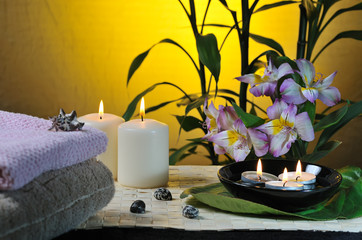 spa still life with bamboo