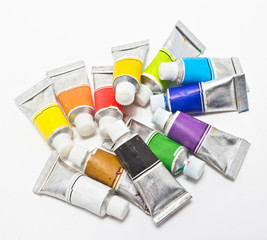 Pile of water color tubes.