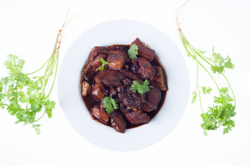 Steam pork leg with vegetable