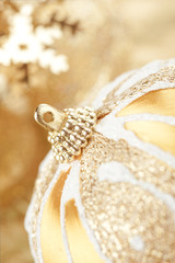Golden Christmas decoration close-up