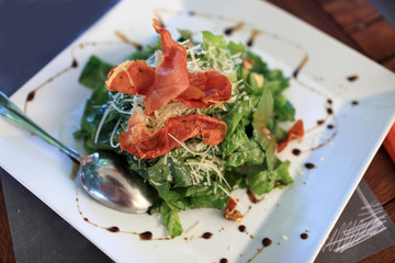 Salad with ham cheese and lettuce