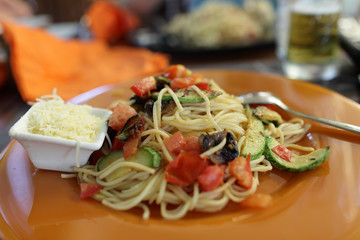 Spaghetti and vegetables