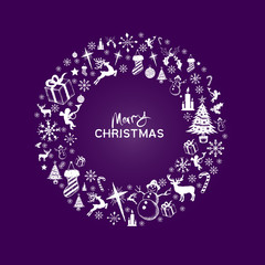 Merry Christmas Wreath - vector illustration