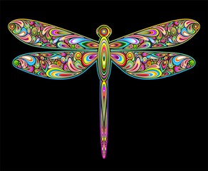 Dragonfly Psychedelic Art Design-Libellula Insetto Psichedelico